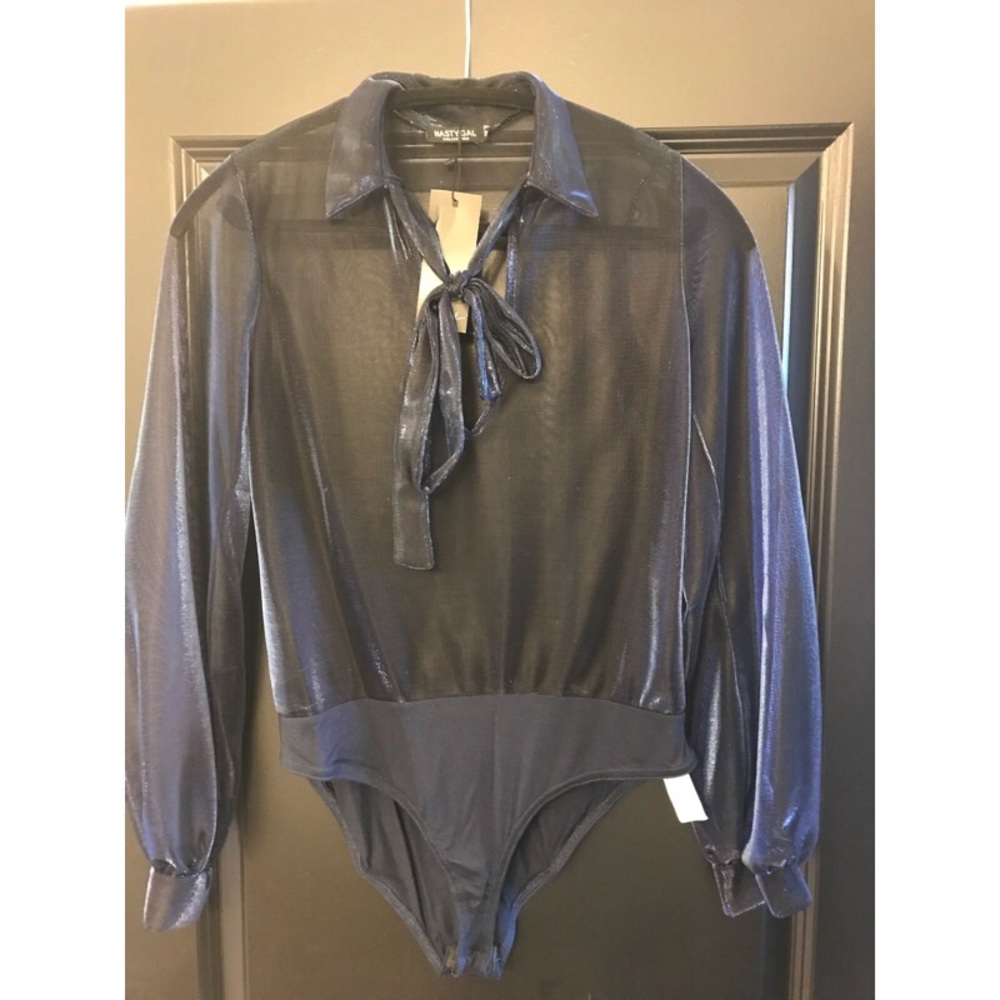 Navy blue sheer bodysuit